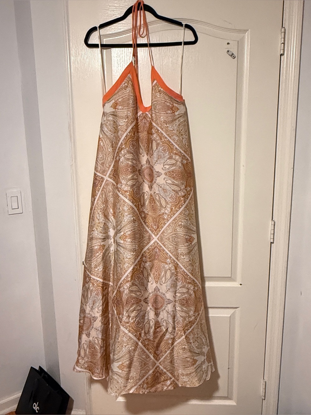 Forever 21 Paisley Halter Maxi Dress in Tan and Orange Trim
